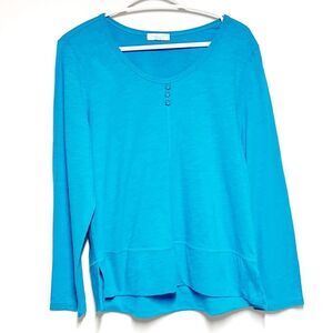 COPY - NWT Habitat 27505 Cotton 3-Button Tee Top Caribbean Womens Sz M/L